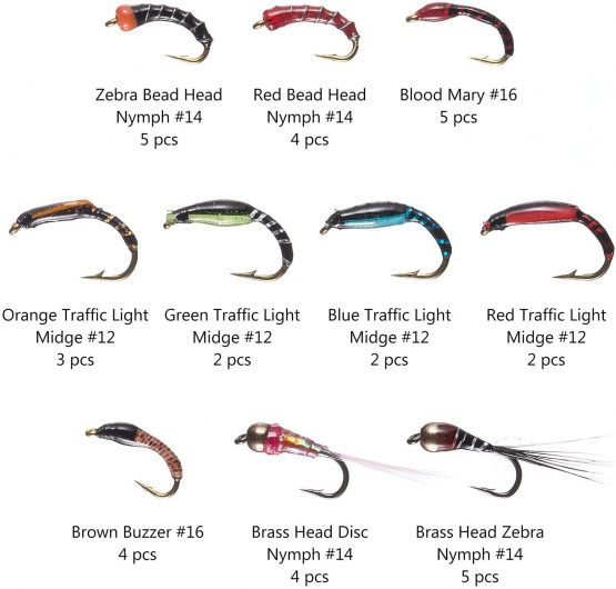 Bassdash Fly Fishing Lures Kit with Box Nymph Beadhead Wet Fishing Dry Flies for Trout Bass Salmon - Image 3