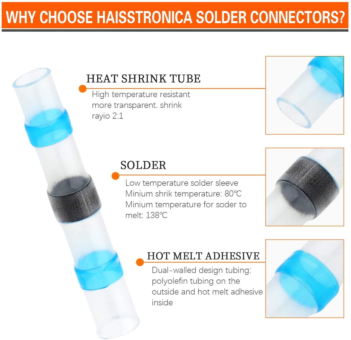 electrapick Solder Seal Wire Connectors, 180 PCS Waterproof Heat Shrink Butt Connectors, Electrical Wire Terminals - Image 4