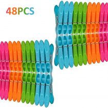 SPOKKI Clothesclips 48 Pieces Set Clothespins Durable and Windproof Laundry Pegs Soft Plastic Clothes Pegs for Lanundry Bathroom or Kitchen (Dark colour, 48)