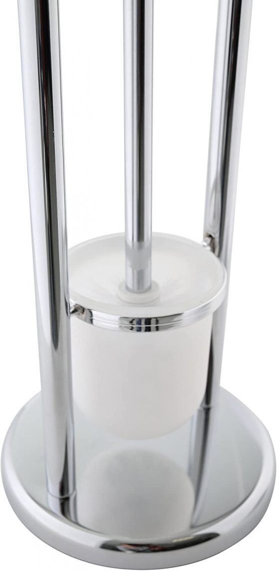 axentia Marino Freestanding Toilet Roll and Brush Set, Chromed Steel Toilet Brush and Paper Roll Holder Set, Round Base Bathroom Stand, approx. 18.5 x 18.5 x 64 cm, Silver - Image 3