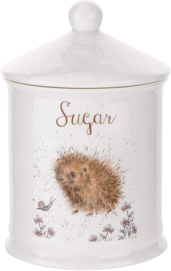 Portmeirion Home & Gifts WNS3996-XW Wrendale by Royal Worcester Sugar Canister (Hedgehog), Bone China, Multi-Colour, 10.5 x 10.5 x 15.5 cm