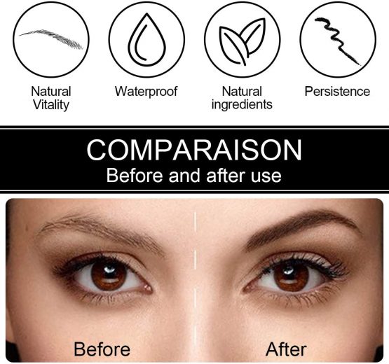 Eyebrow Pencil - Tattoo Eyebrow Pen with Fork Tip Long-lasting Waterproof Microblading Eyebrow Pen and Smudgeproof Brow Pen for Naturally Defined Eyebrows(Dark Brown) - Image 3