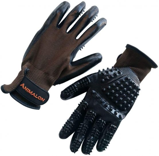 Animalon Rubber grooming glove (double pack) | innovative and practical fur changing aid for horses and dogs | rubber curry glove for horses especially when changing fur (XS)
