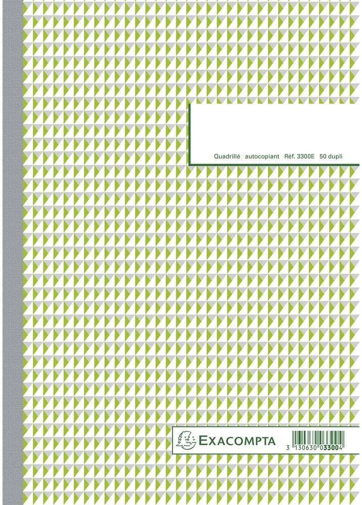 Exacompta, Ref. 3300AE, 1 Manifold squared 5x5, 50 numbered carbonless sheets in 2 copies (1 original + 1 copy), A4 format