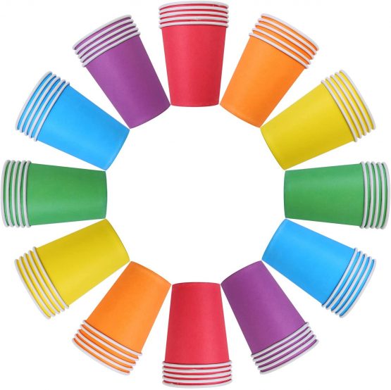 URATOT 60 Pieces 9 Ounce Disposable Paper Cups Party Cups Drinking Cups for Party, DIY and Holiday, 6 Colors - Image 3