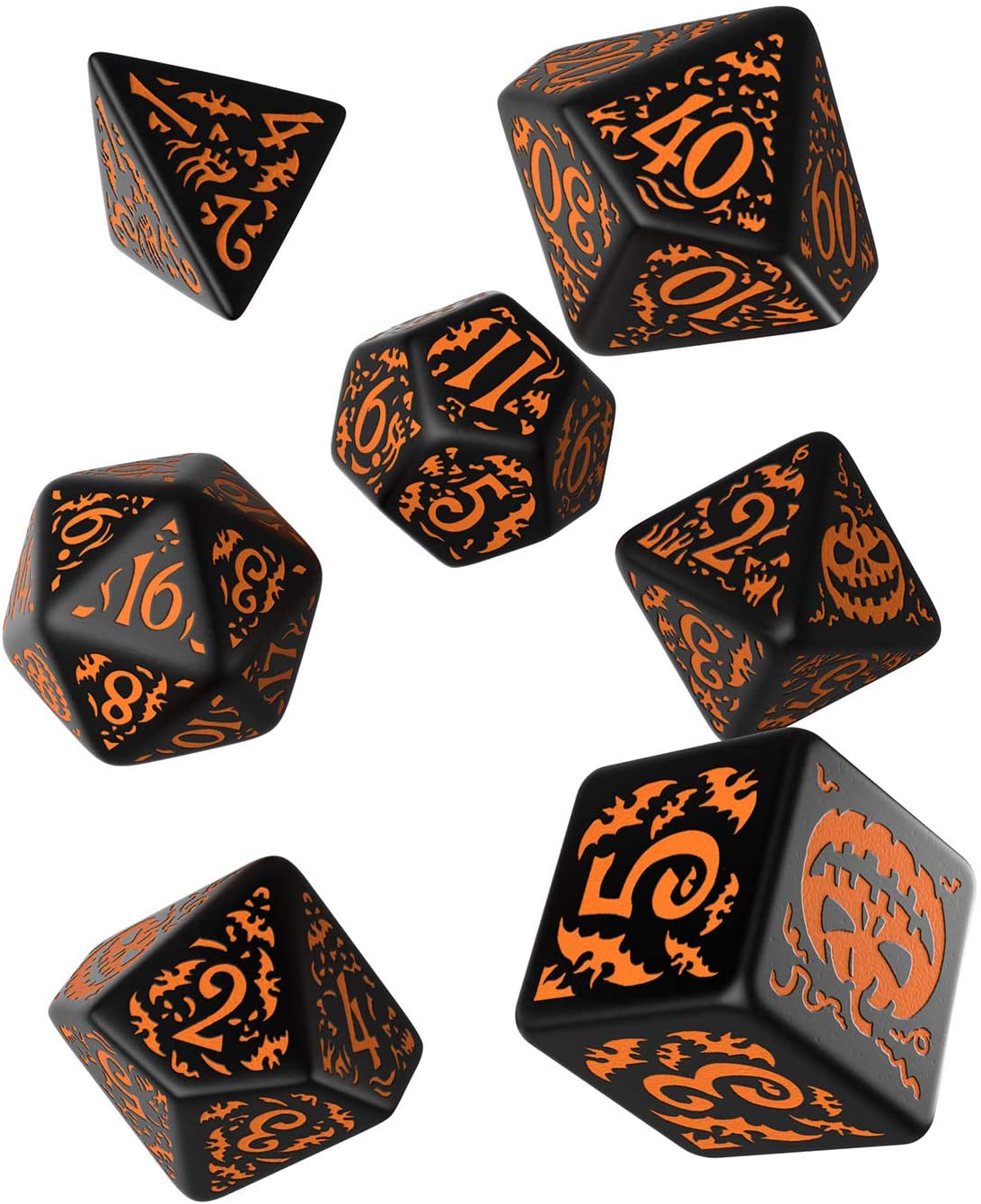 Halloween Pumpkin Black & orange Dice Set (7), QWOHAP69, Not Applicable, 7.37 x 2.54 x 10.41 cm