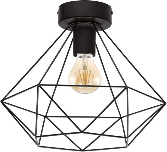 EGLO TARBES ceiling lamp, 1-flame vintage/retro ceiling light, Material: Steel, Colour: Black, Socket: E27