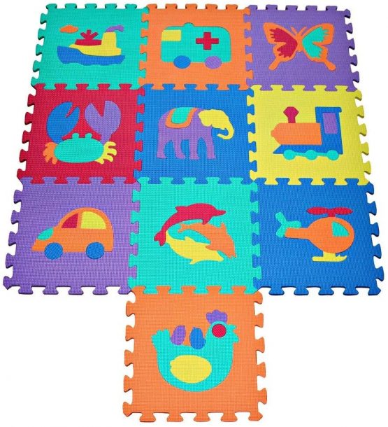 TLCmat Soft Foam Play Mat - EN71 Safety Approved Non-Toxic, Odorless, Use for Indoor and Outdoor (Geometric 10pcs Pack)