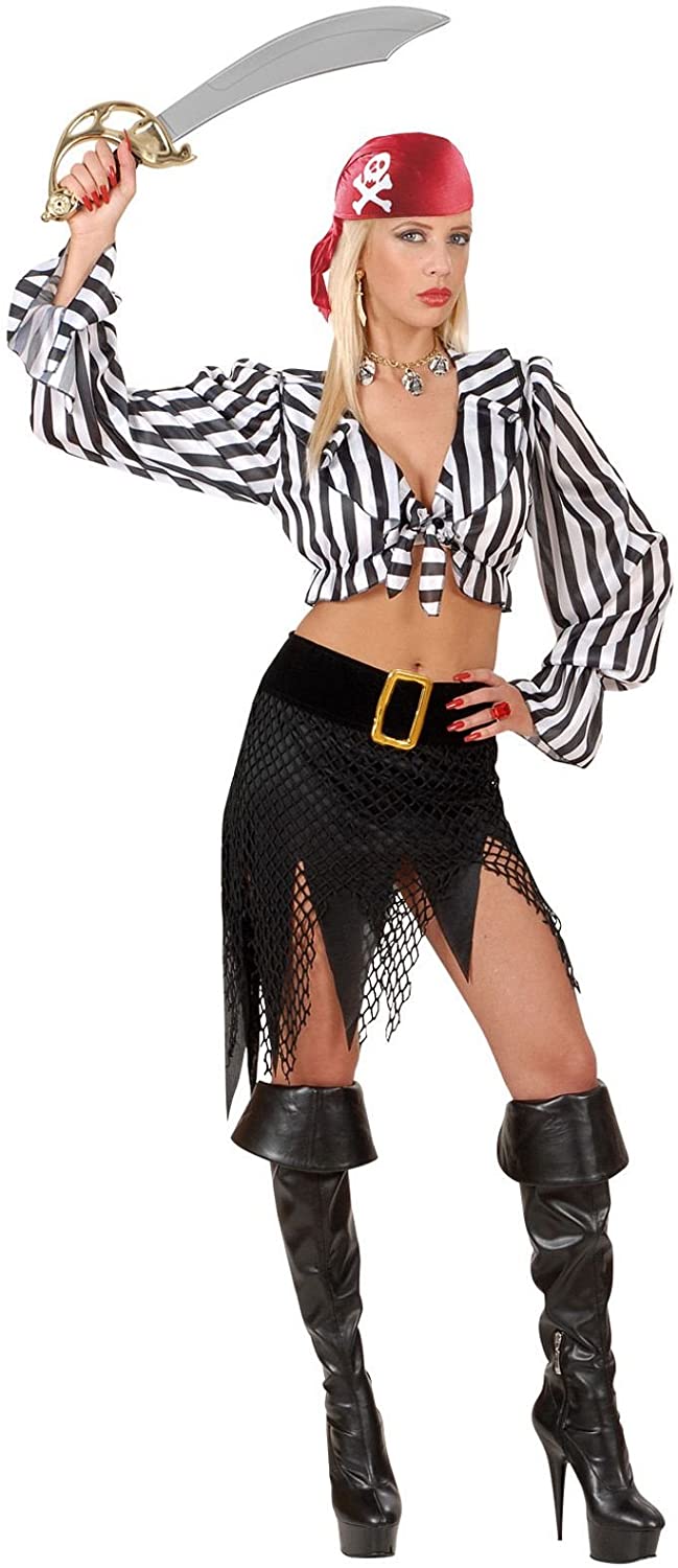 Widmann Sexy Pirate Fancy Dress, Size L, Black & White