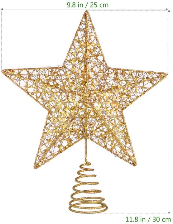 STOBOK Christmas Tree Star Topper Lights Xmas Tree Glittered Tree-top Lamp Ornament Party Home Decor (Silver) (Gold) - Image 4
