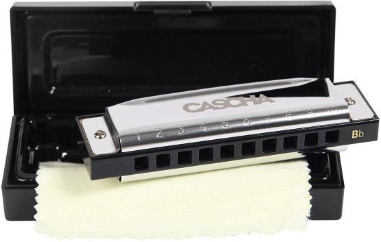 CASCHA Harmonica, Key of Bb, Diatonic Blues Harmonica Set, Mouth Organ for Kids and Beginners with Case and Care Cloth