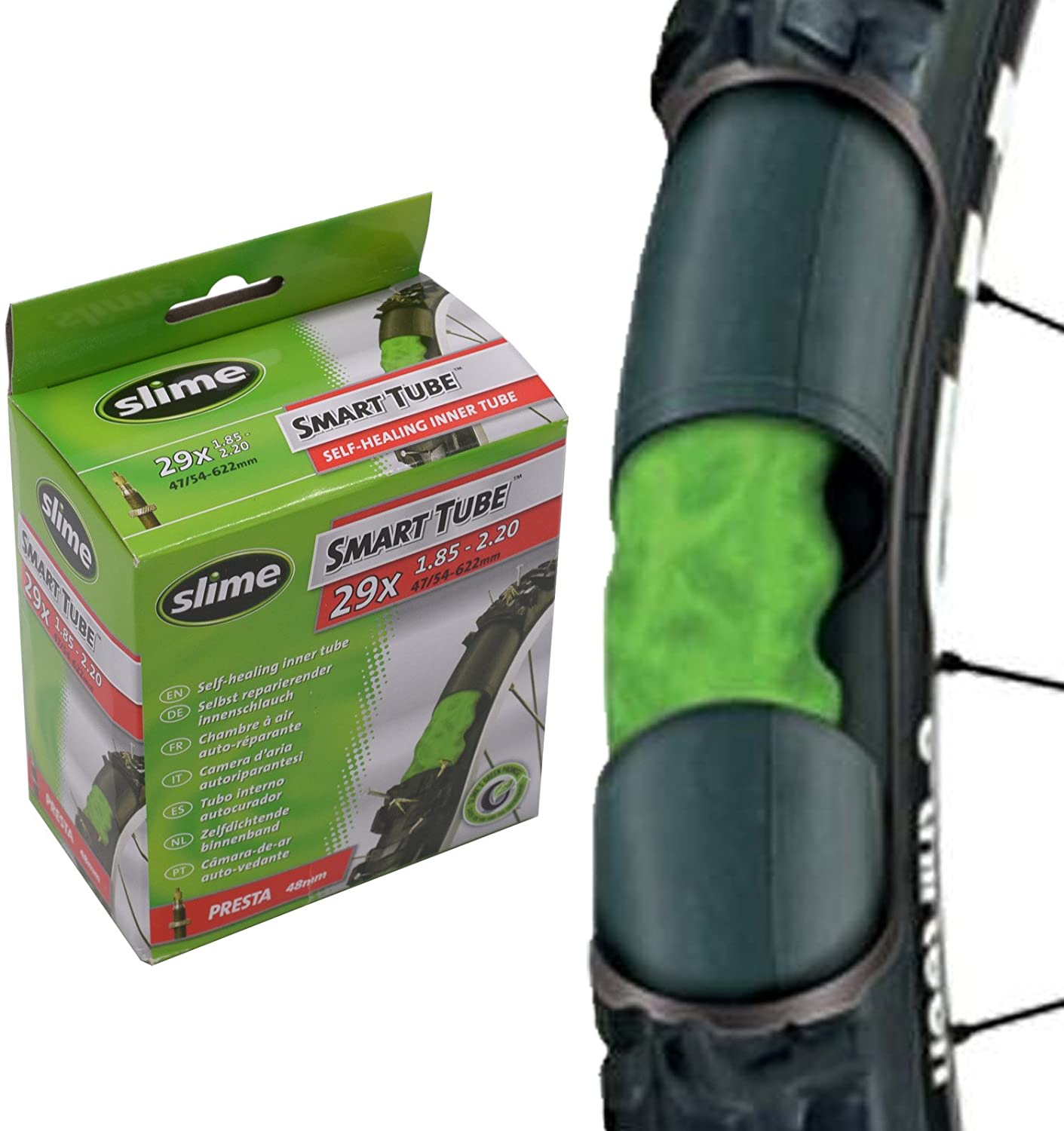 Slime Smart Tube 29" X 1.85-2.20 Self Healing Bike Inner Tubes - Presta Valve (Pair), Black - Image 3