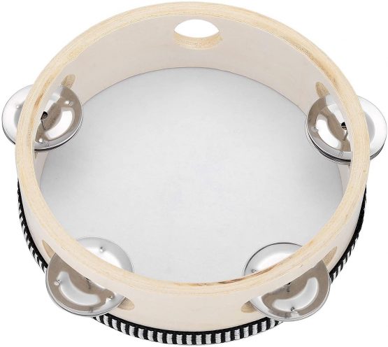 Tambourine for Church 8 inch Hand Held Drum Bell Birch Metal Jingles Percussion Musical Educational Instrument for KTV Party Kids Games by Musfunny (8 inch) - Image 4