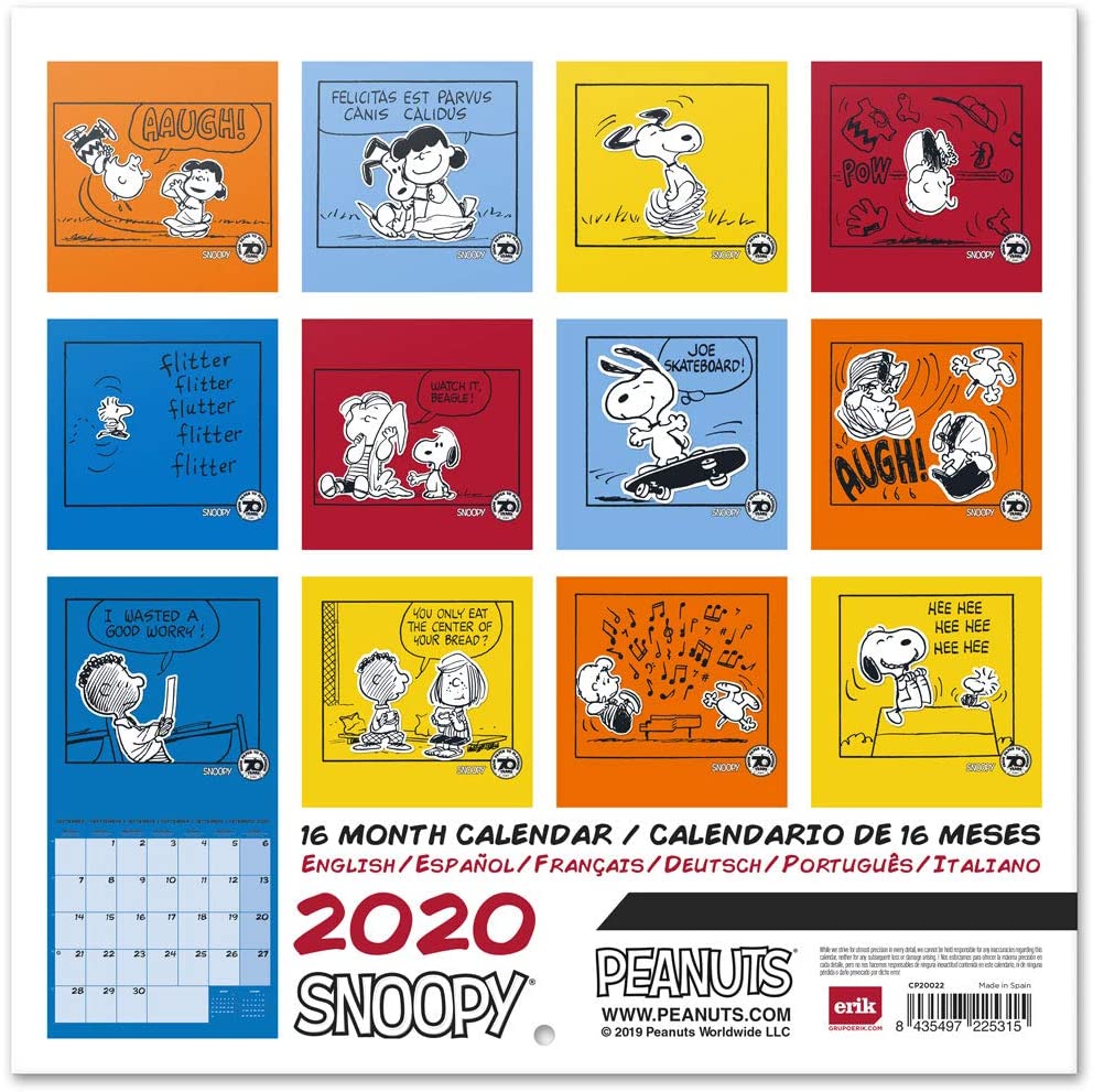 ERIK - Snoopy 2020 Wall Calendar, Home Office Planner, (16 Months), 30 x 30cm - Image 2
