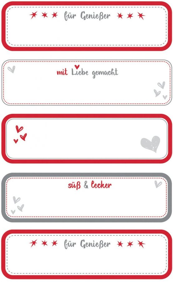Avery Zweckform Etikett Paper Jam Jar Labels – Grey Red