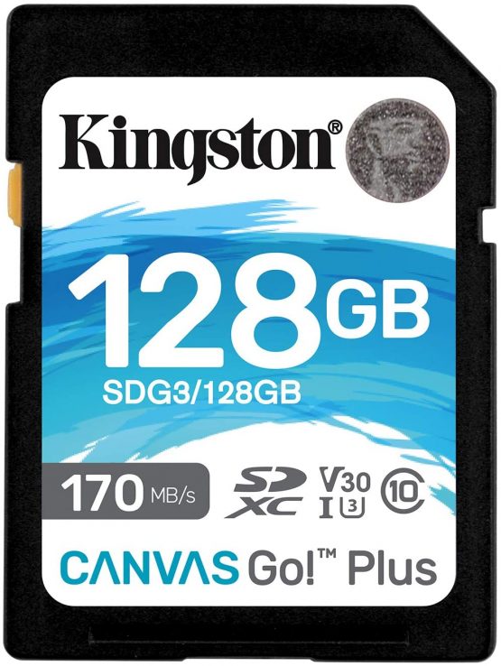 Kingston SDG3/128GB SD Card ( 128GB SDXC Canvas Go Plus 170R C10 UHS-I U3 V30 )