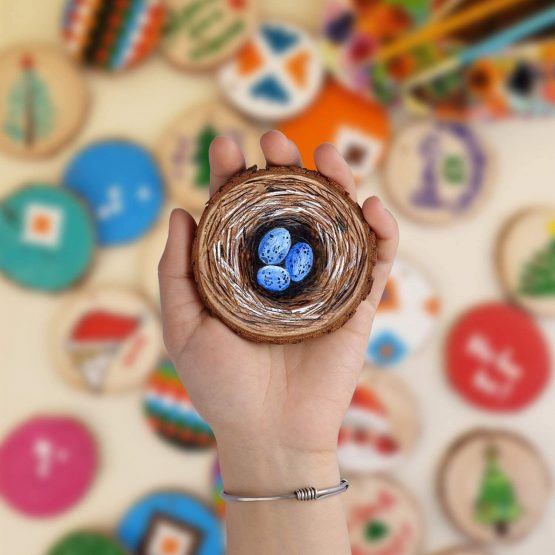 Fuyit Wood Slices 30 Pcs 5-6cm Drilled Hole Natural Unfinished Log Wooden Circles for DIY Crafts Wedding Decorations Christmas Ornaments with Free Gifts - Image 2