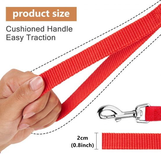 HAPPY HACHI Dog Training Lead Leash, Long Dog Line Nylon Cotton Webbing Recall Rope Leash for Pet Tracking Training Recall Obedience (33m/100ft,Red) - Image 2