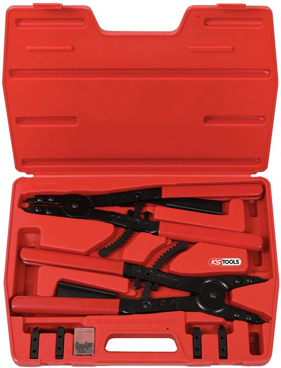 KS Tools 500.1300 Circlip pliers set with ratchet function, 14 pcs