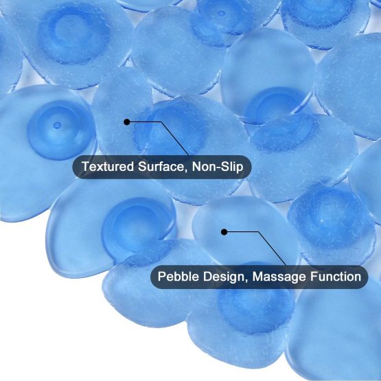 WELTRXE Non Slip Bath Mat for Bathroom, Pebble Frosted Anti-Mould Anti Slip Plastic Oval Bathtub Shower Mat with Grip Suction Cups, Blue, 69 x 36 cm - Image 4