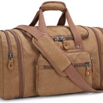 Plambag by Gonex Expandable Canvas Holdall Bag for Men, 40L / 50L Large Duffel Bag for Men with Multi-Pockets, Overnight Weekend Bag, Unisex Holdall Travel Duffle Bag, Weekender Bag for Men & Women, Coffee