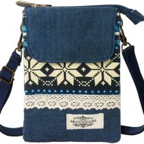 LassZone Small Canvas Crossbody Phone Bag National Pattern Handbags Purse Wallet Change Pouch Bags for Women Girls