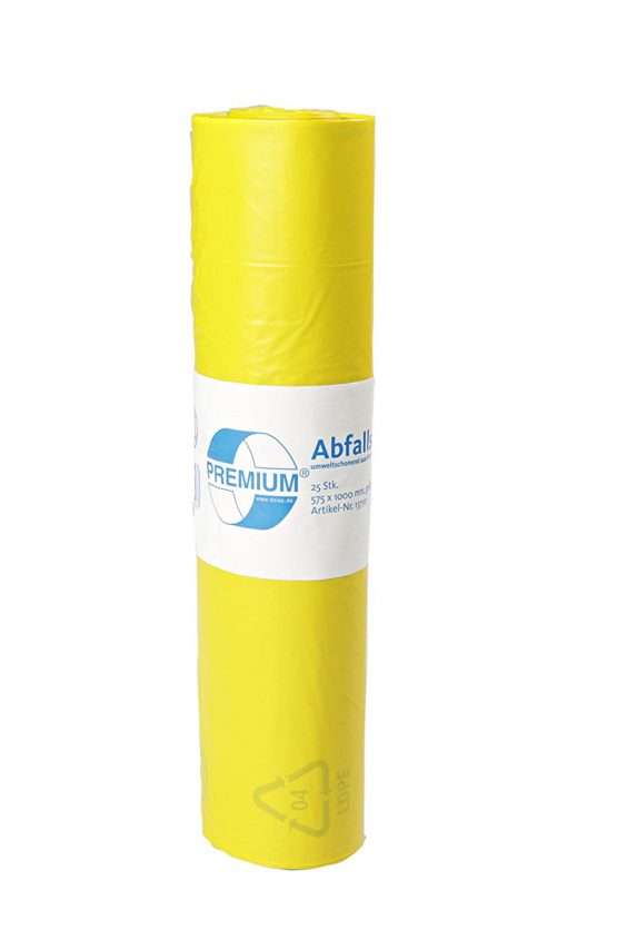Deiss Premium 13730 Rubbish Bags, 575 mm x 1000 mm, 25 per roll, Yellow - Image 2
