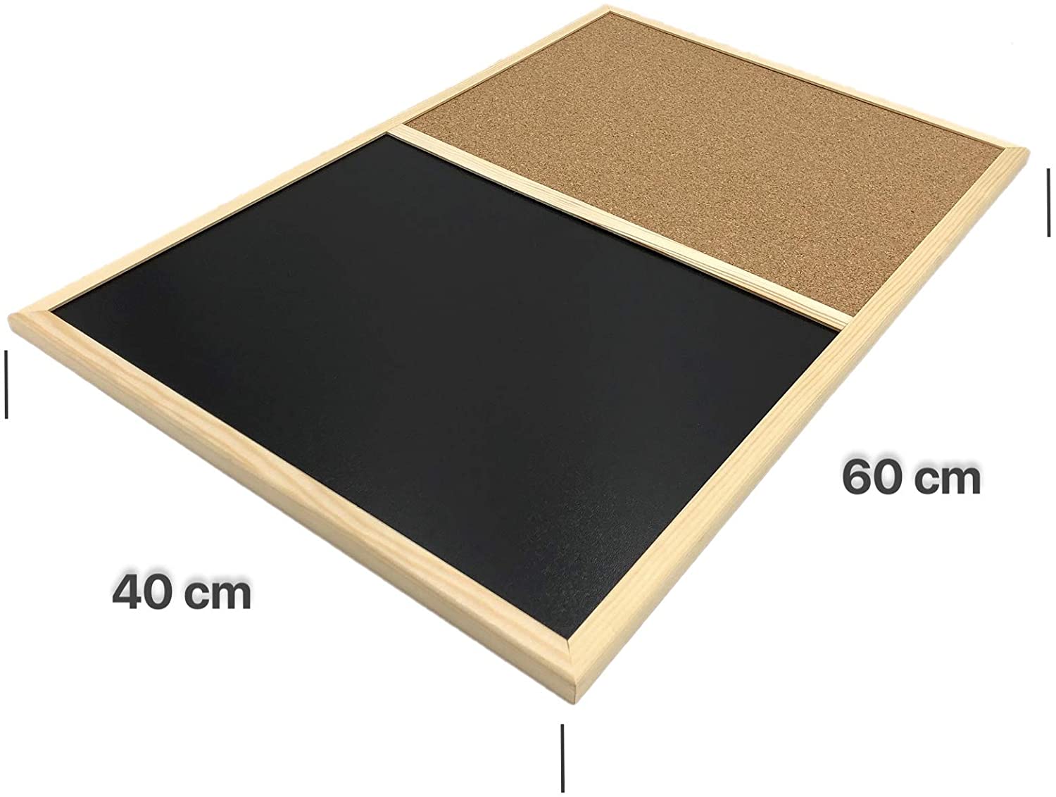 Creative Home 60x40cm 2in1 Chalkboard Magnetic Blackboard Cork Pin Notice Board (+/-3cm), Multicolour, 60 x 40 x 1 cm - Image 2