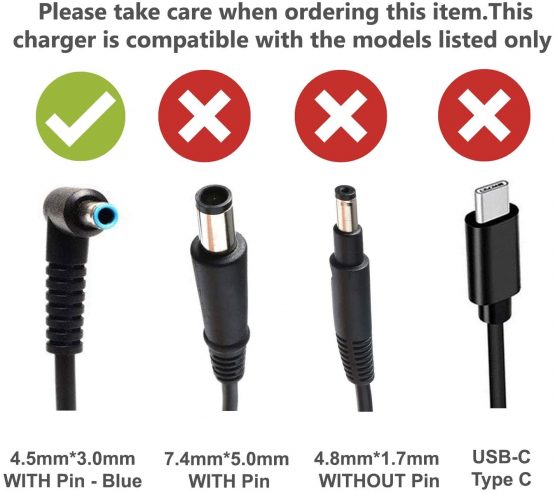 Acbel Laptop Charger for HP Probook 430 G5 450 G3 645 G4 650 255 255 G6 G4 Envy 15-AH150NA 14-CE3602SA 14-DH0500SA 14-CE3600SA 14-DH0516SA 15-CS0040NA 15-CS3006NA 14-DK0011NA 19.5V 2.31A 45W Blue Tip - Image 3