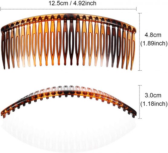 4 Packs Tort Slide Comb Tortoise Shell Side Comb Plain Hair Comb Large Tort Hair Combs Slides 12.5 cm Hair Side Comb Set - Image 2