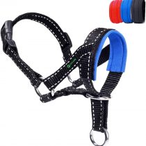 ILEPARK Dog Head Collar with Reflective Strap, Head Halter Collar for Dogs, Adjustable and Easily Control, for Small Medium and Large Dogs. (L,Blue)