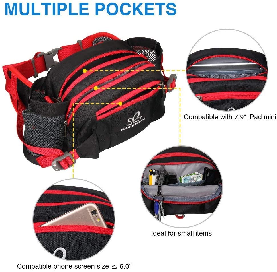 Waterfly Hiking Waist Pack Bum Bag Waist Bag with Bottle Holder Running Bag for Camping Climbing Travel Cycling and Dog Walking - Image 2