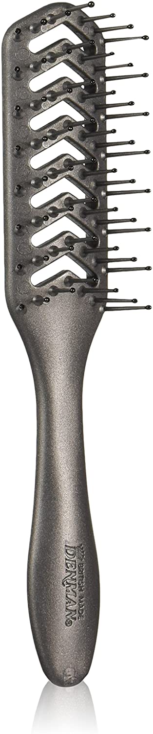 Denman D200 Flexible Vent Brush for Blow Drying - Styling Hair Brush for Wet Dry Curly Thick Straight Hair - For Women and Men (Pewter)