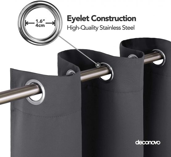 Deconovo Blackout Curtains Eyelet Super Soft Thermal Insulated Ring Top Blackout Curtains for Nursery 46 x 54 Drop Inch Dark Grey 2 Panels - Image 4