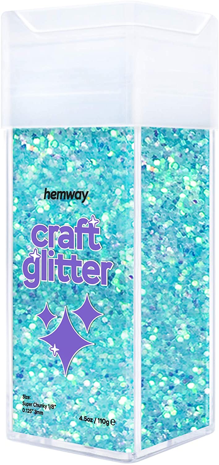 Hemway Glitter Shaker Baby Blue Iridescent 110g Super Chunky, Craft Glitter Shaker for Resin & Epoxy Crafts