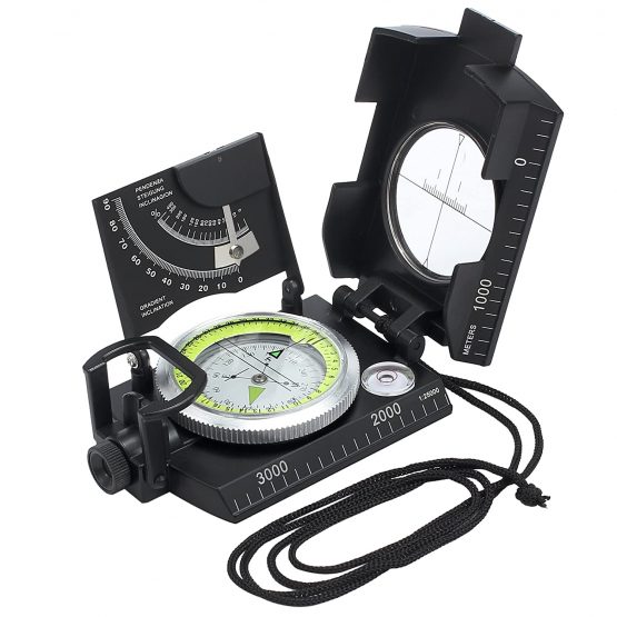 Multifunction Compass Waterproof Navigation Compass Clinometer with Fluorescent Scale Sighting Compass Inclinometer with Bag for Hiking Camping Climbing Exploring Geology Outdoor Activities