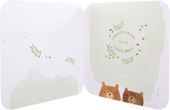 Cute Wedding Congratulations Card from Hallmark - Contemporary Square Design with Embossed Details and Wooden Heart Attachment - Image 4