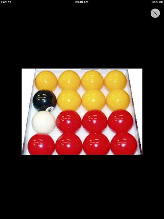 Good quality set of 2" standard size for all English pool tables Reds and Yellows ball set