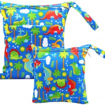 ViVidLife Wet Bag, 2 PCS Wet Dry Bags for Cloth Diapers Nappy Daycare Organiser Storage Bags, Waterproof Washable Reusable Zipper Bag (Blue)