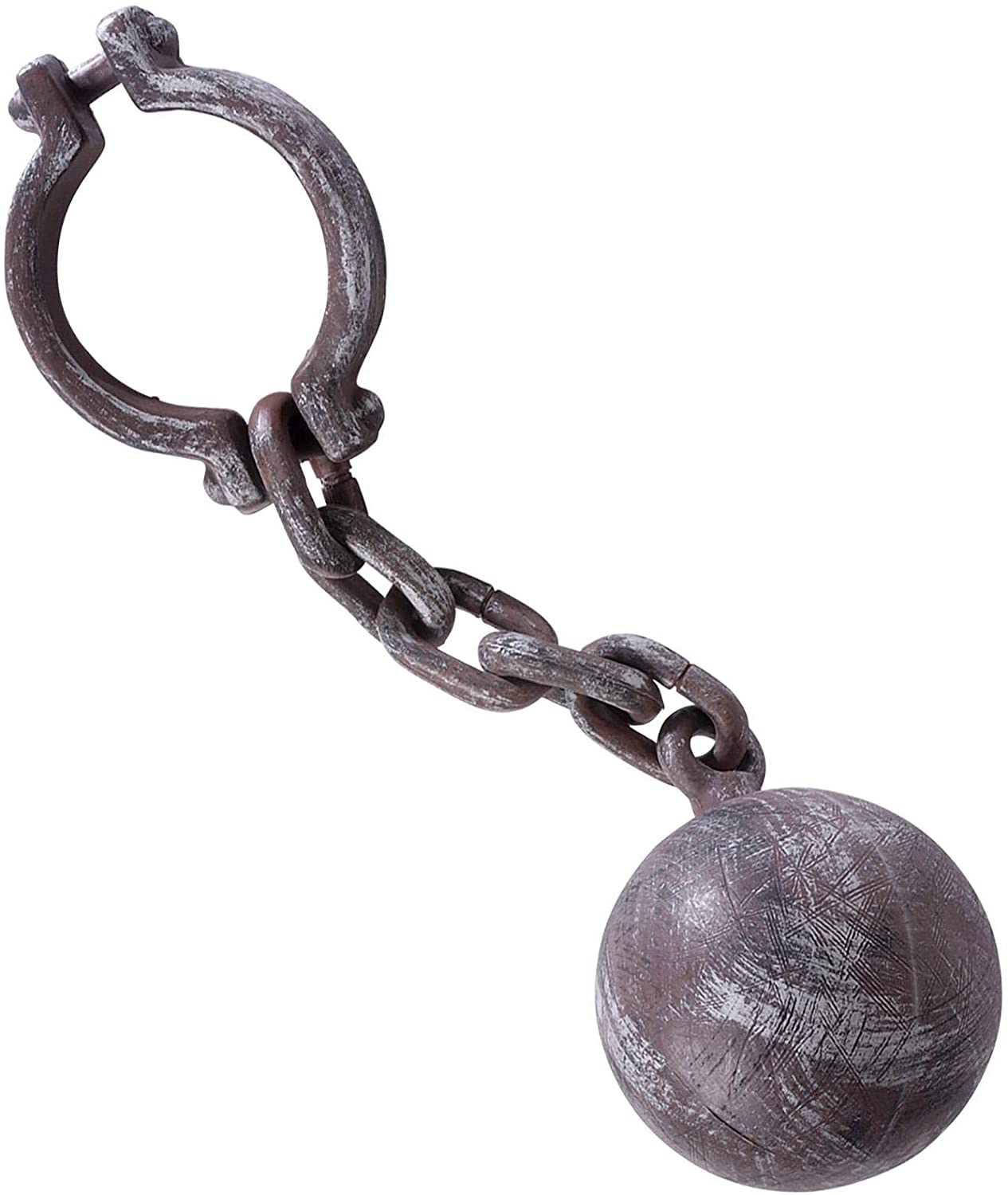 Ball & Chain Realistic Look Accessory for Prisoner Convict Jail Fancy Dress, Multi-coloured, standard size