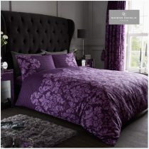 Printed Duvet Cover, Polycotton Bedding Set, Quilt Covers, Empire Damask Purple, Double