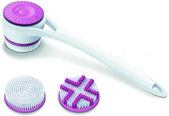 Beurer FC25 Powered Body Brush | for Deeper Cleaning and Exfoliation for Softer Skin | 2 Removable Brush attachments | 2 Speed Settings | Easy-Reach Handle | Waterproof