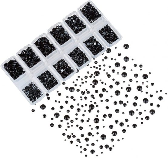 4200 Pieces Flat Back Black Nail Art Rhinestones for Nail Art Decorations, Round Crystal Gems Stickers for Clothes and Craft, 1.5 mm - 4.8 mm, 6 Sizes - Image 2