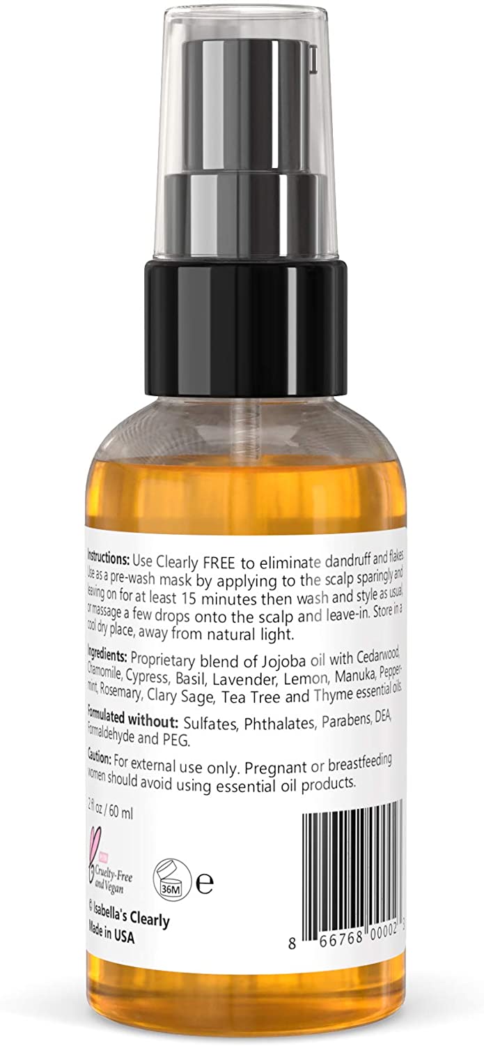 Isabella’s Clearly FREE, Best Natural Anti Dandruff Oil, Itch Relief for Dry Itchy Flaking Scalp with Jojoba Cedarwood - Image 3