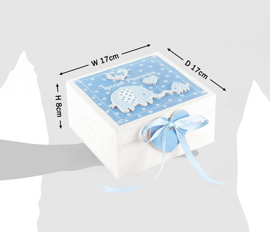 Mousehouse Gifts Blue Elephant Baby Boy Memories Keepsake Wooden Box - Image 2
