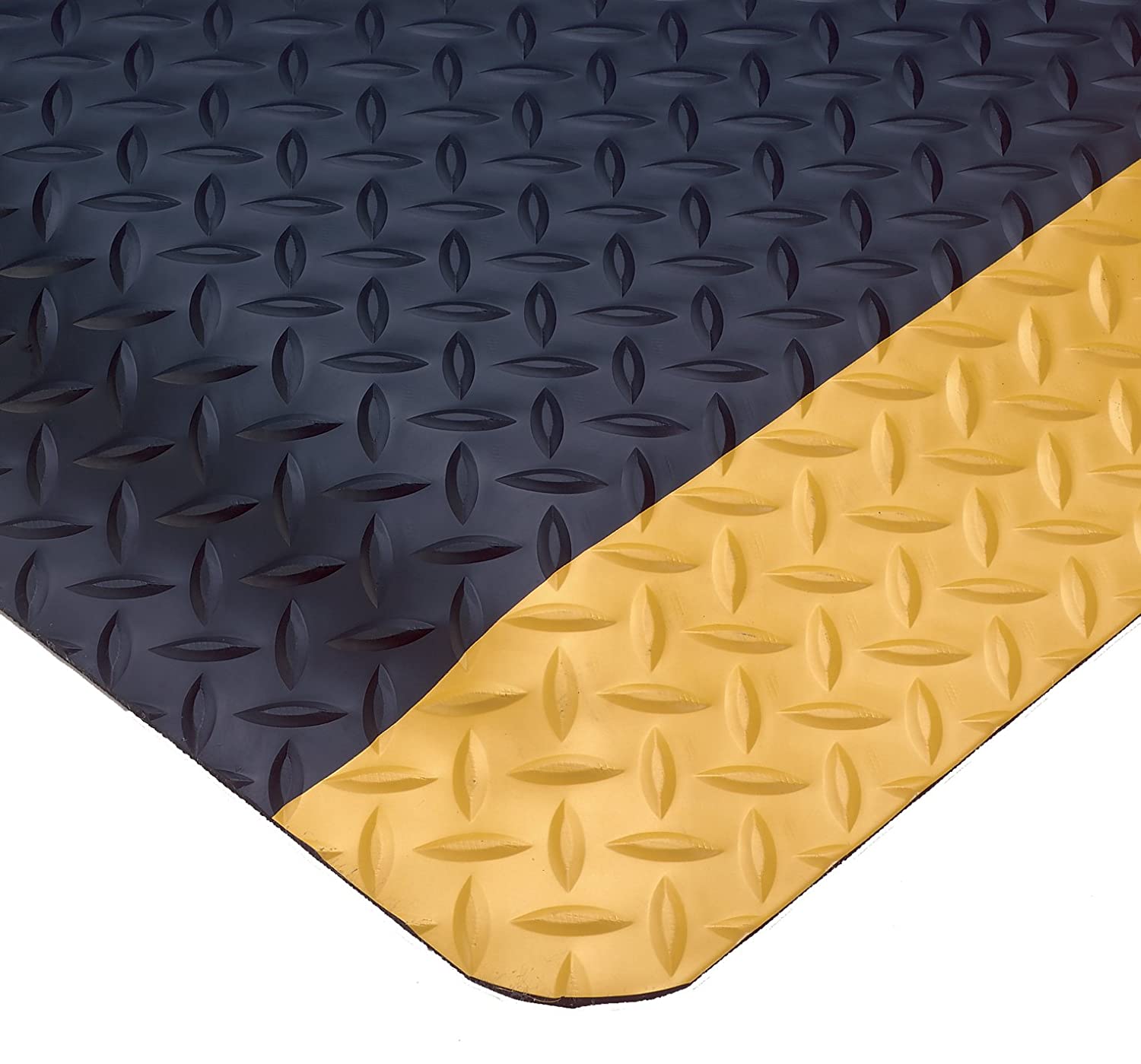 Wearwell 414.1516x3x5BYL UltraSoft Diamond-Plate Anti-Fatigue Mat, Heavy Duty, 91 cm x 152 cm, Black/Yellow