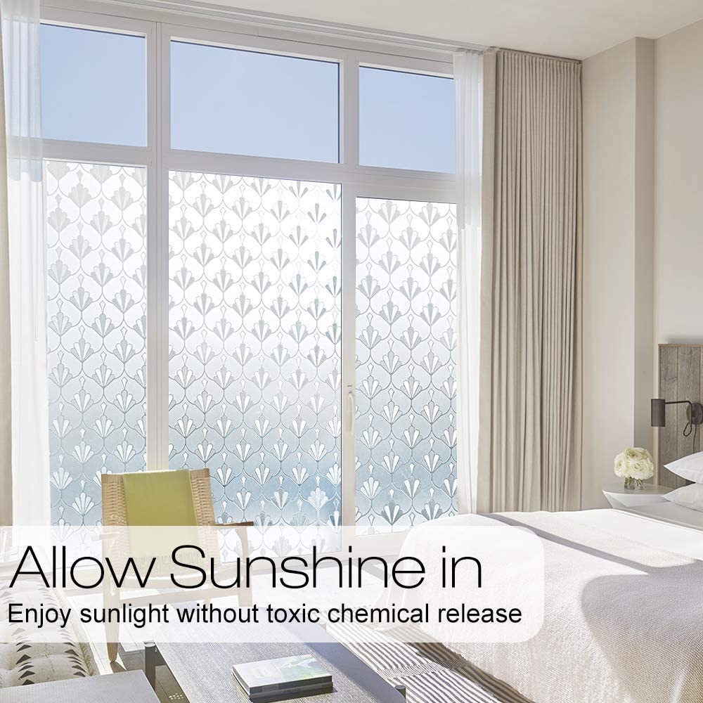 rabbitgoo Privacy Window Film Non Adhesive Frosted Glass Film Anti UV Window Sticker Self Static Cling Decorative Glass Covering for Home Kitchen Living Room Removable & Reusable - Image 4