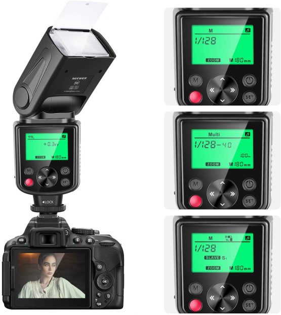 Neewer 750II TTL Flash Speedlite with LCD Display for Nikon D7200 D7100 D7000 D5500 D5300 D5200 D5100 D5000 D3300 D3200 D3100 D3000 D700 D600 D500 D90 D80 D70 D60 D50 and Other Nikon DSLR Cameras - Image 2