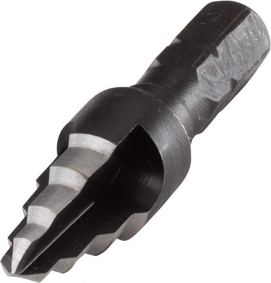 Wolfcraft 2555000 6/ 8/ 10mm HSS Step Drill with 3 Cutting Edges and Hexagonal Shank