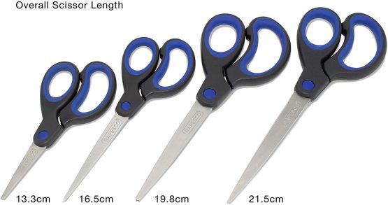 Rapesco 1575 Soft Grip Handle Scissors - Set of 4 (Black/Hot Pink) - Image 2